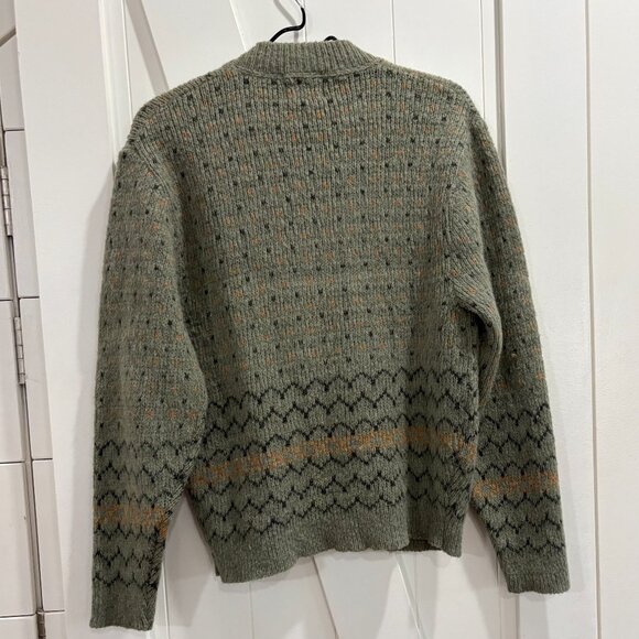 SEARS Sportswear Wool Mix Olive Green with Dots Knit Jacket - Picture 4 of 7